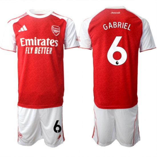 Men's Arsenal F.C #6 Gabriel 2026 Red Home Soccer Jersey Suit
