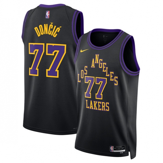 Men's Los Angeles Lakers #77 Luka Doncic Black 2025-26 City Edition Stitched Basketball Jersey - Ujersey