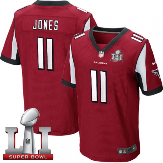 Men's Nike Atlanta Falcons #11 Julio Jones Elite Red Team Color Super Bowl LI 51 NFL Jersey - Ujersey