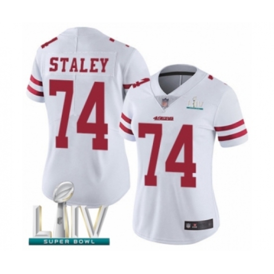 Women's San Francisco 49ers #74 Joe Staley White Vapor Untouchable Limited Player Super Bowl LIV Bound Football Jersey - Ujersey