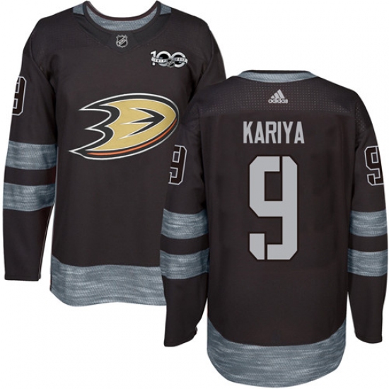 Men's Adidas Anaheim Ducks #9 Paul Kariya Premier Black 1917-2017 100th Anniversary NHL Jersey - Ujersey