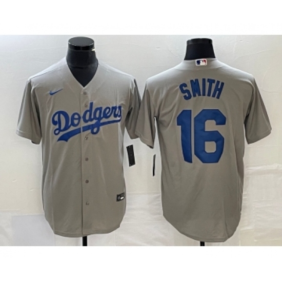 Men's Nike Los Angeles Dodgers #16 Will Smith Grey Stitched Cool Base Nike Jersey - Ujersey