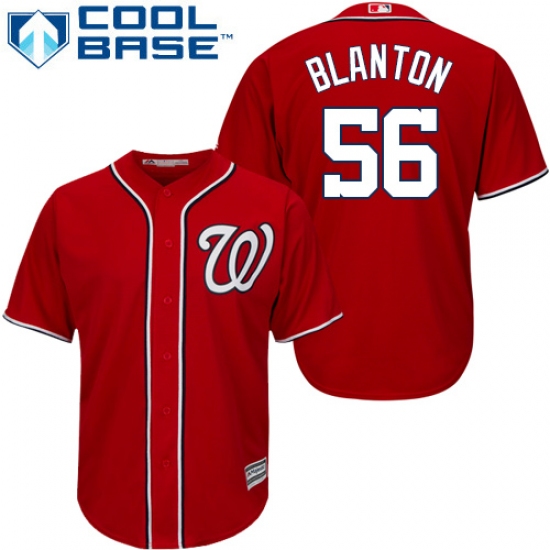 Youth Majestic Washington Nationals #56 Joe Blanton Authentic Red Alternate 1 Cool Base MLB Jersey - Ujersey