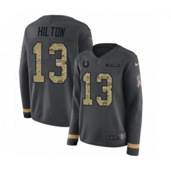 Women's Nike Indianapolis Colts #13 T.Y. Hilton Limited Black Salute to Service Therma Long Sleeve NFL Jersey - Ujersey