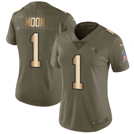Women's Nike Tennessee Titans #1 Warren Moon Limited Olive/Gold 2017 Salute to Service NFL Jersey - Ujersey