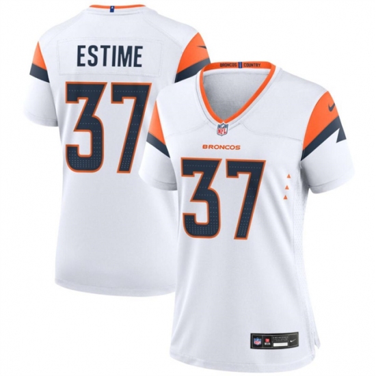 Women's Denver Broncos #37 Audric Estime White 2024 Football Stitched Jersey(Run Small) - Ujersey