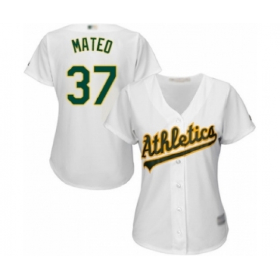 Women's Oakland Athletics #37 Jorge Mateo Authentic White Home Cool Base Baseball Player Jersey - Ujersey
