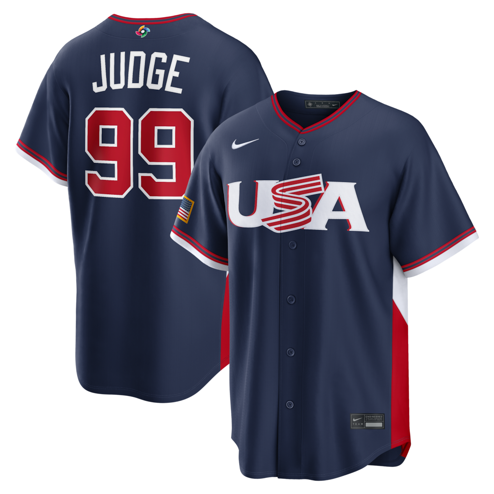 Men's USA Baseball Aaron Judge Nike Navy 2026 World Baseball Classic Road Stadium Jersey - Ujersey Shop