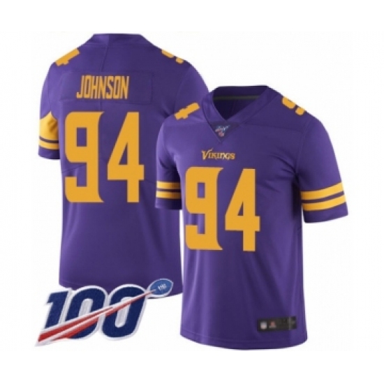 Men's Minnesota Vikings #94 Jaleel Johnson Limited Purple Rush Vapor Untouchable 100th Season Football Jersey - Ujersey