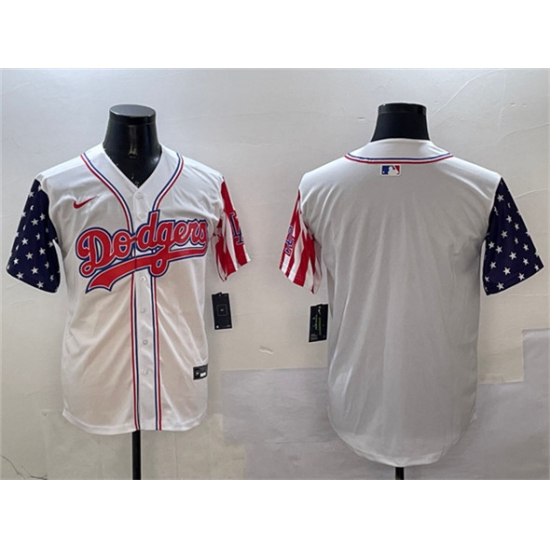 Men's Los Angeles Dodgers Blank White Limited Stitched Baseball Jersey - Ujersey