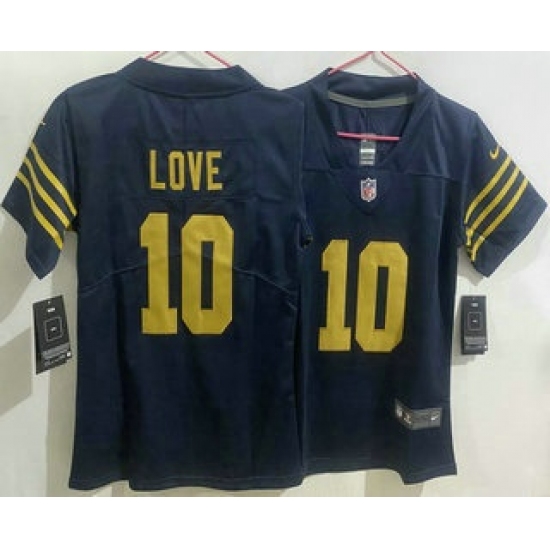 Women's Green Bay Packers #10 Jordan Love Limited Navy Vapor Jersey - Ujersey
