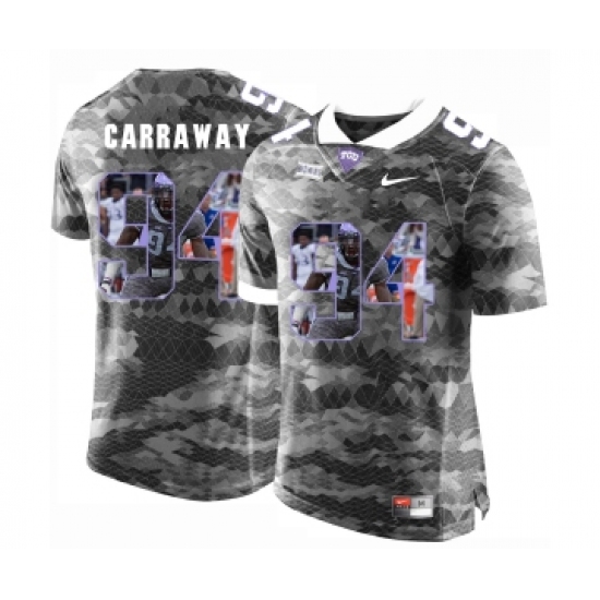 TCU Horned Frogs 94 Josh Carraway Gray With Portrait Print College Football Limited Jersey - Ujersey