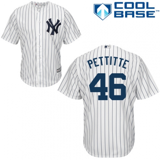 Men's Majestic New York Yankees #46 Andy Pettitte Replica White Home MLB Jersey - Ujersey