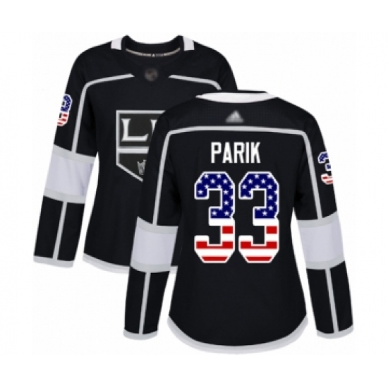 Women's Los Angeles Kings #33 Lukas Parik Authentic Black USA Flag Fashion Hockey Jersey - Ujersey