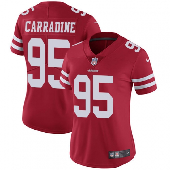 Women's Nike San Francisco 49ers #95 Cornellius Carradine Elite Red Team Color NFL Jersey - Ujersey