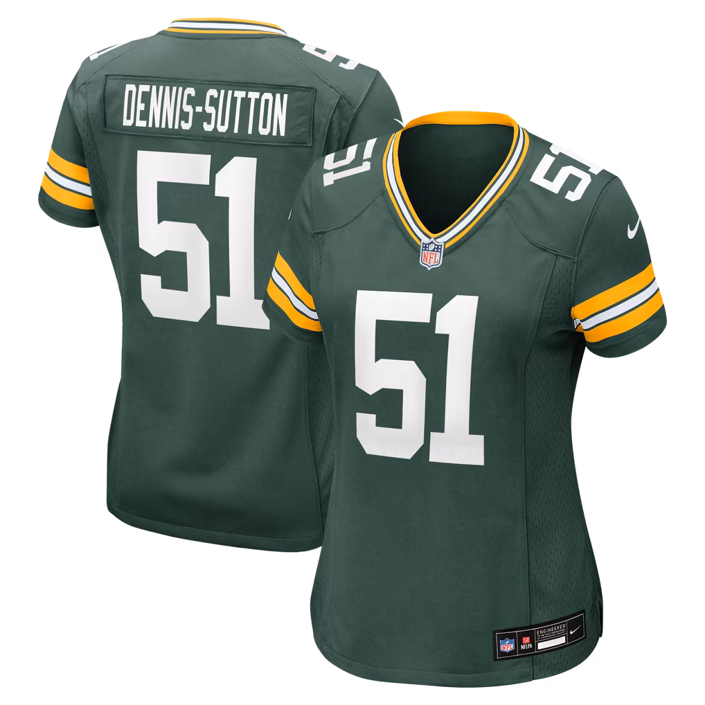 Women's Green Bay Packers Dani Dennis-Sutton Nike Green Team Game Jersey - U-jersey