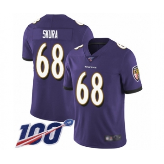 Men's Baltimore Ravens #68 Matt Skura Purple Team Color Vapor Untouchable Limited Player 100th Season Football Jersey - Ujersey