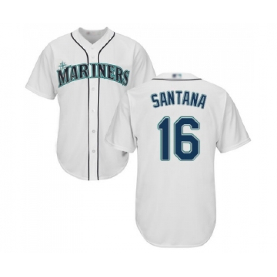 Youth Seattle Mariners #16 Domingo Santana Replica White Home Cool Base Baseball Jersey - Ujersey