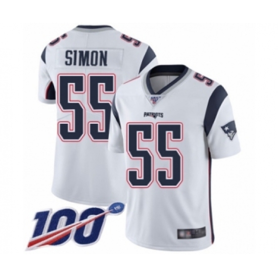 Men's New England Patriots #55 John Simon White Vapor Untouchable Limited Player 100th Season Football Jersey - Ujersey