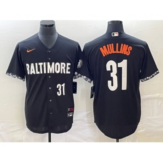 Men's Baltimore Orioles #31 Cedric Mullins Number Black 2023 City Connect Cool Base Stitched Jersey 2 - Ujersey