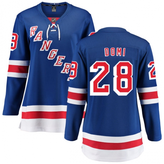 Women's New York Rangers #28 Tie Domi Fanatics Branded Royal Blue Home Breakaway NHL Jersey - Ujersey