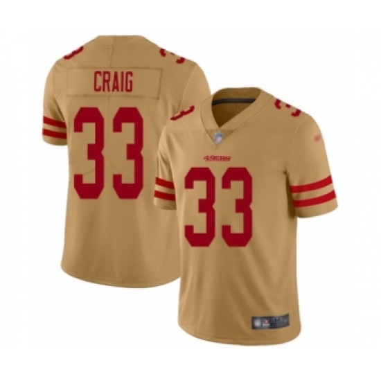Men's San Francisco 49ers #33 Roger Craig Limited Gold Inverted Legend Football Jersey - Ujersey