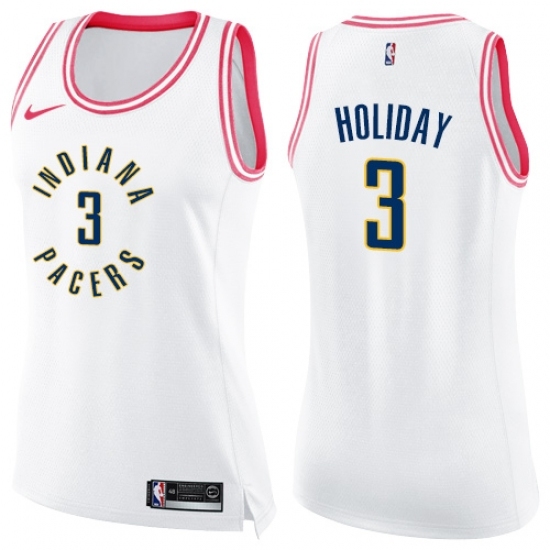 Women's Nike Indiana Pacers #3 Aaron Holiday Swingman White Pink Fashion NBA Jersey - Ujersey