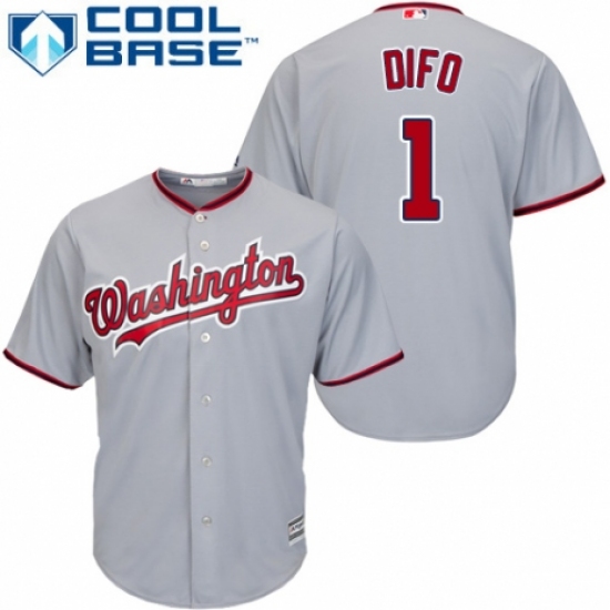 Youth Majestic Washington Nationals #1 Wilmer Difo Authentic Grey Road Cool Base MLB Jersey - Ujersey