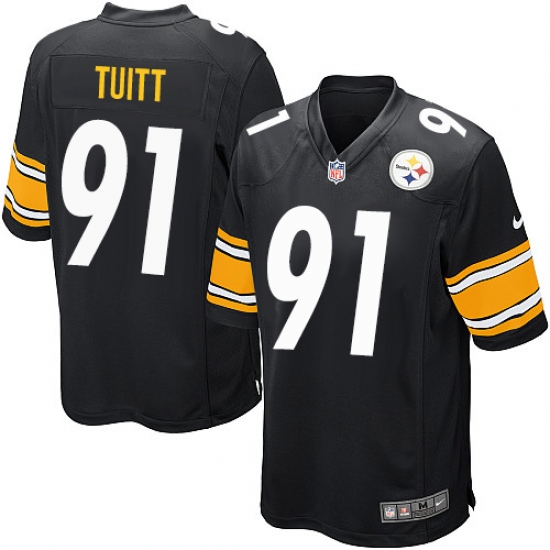 Men's Nike Pittsburgh Steelers #91 Stephon Tuitt Game Black Team Color NFL Jersey - Ujersey