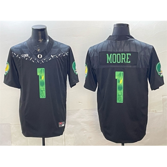 Men's Oregon Ducks #1 Dakorien Moore Black F.U.S.E. Vapor Limited Stitched Football Jersey - Ujersey