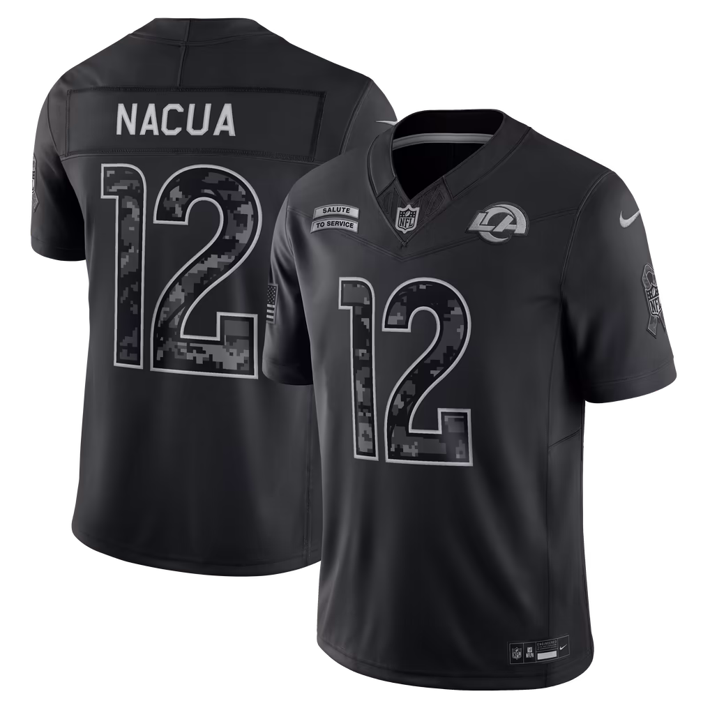 Men's Los Angeles Rams Puka Nacua Nike Black 2026 Salute to Service Stitched Limited Jersey