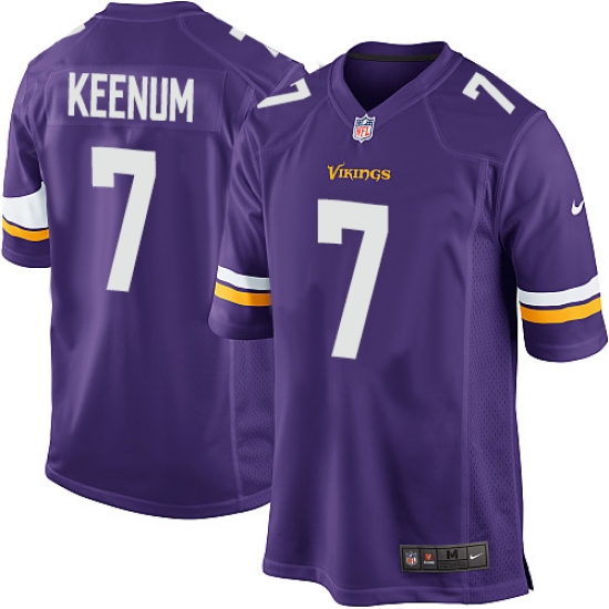 Men's Nike Minnesota Vikings #7 Case Keenum Game Purple Team Color NFL Jersey - Ujersey