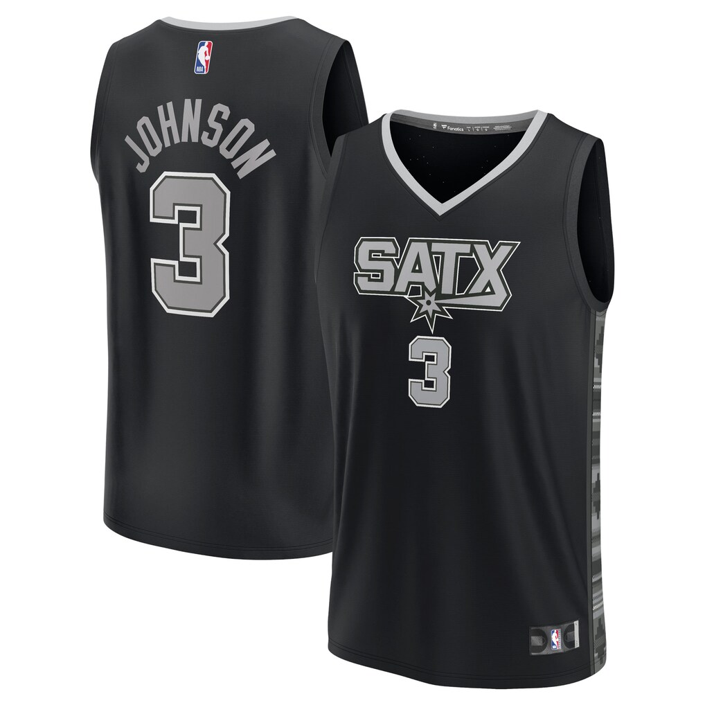 Men's San Antonio Spurs Keldon Johnson Fanatics Black Fast Break Replica Player Jersey - Statement Edition - U-jersey