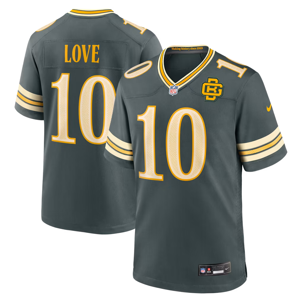 Men's Green Bay Packers Jordan Love Nike Green 2026 Rivalries Collection Game Jersey - Ujersey