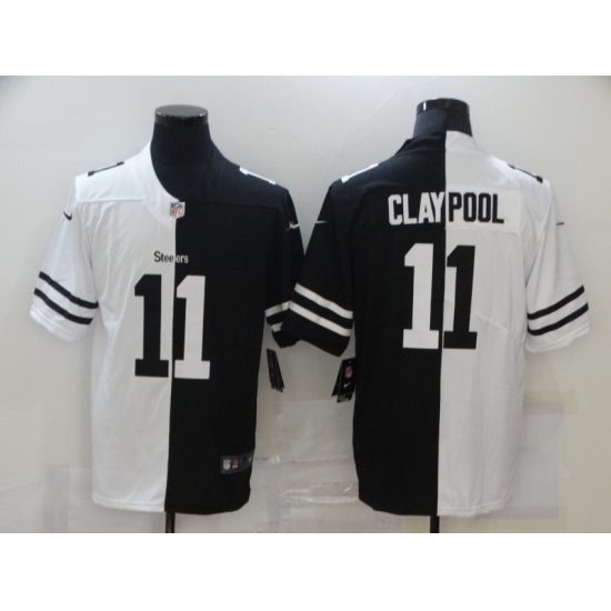 Men's Pittsburgh Steelers #11 Chase Claypool Black White Limited Split Fashion Football Jersey - Ujersey