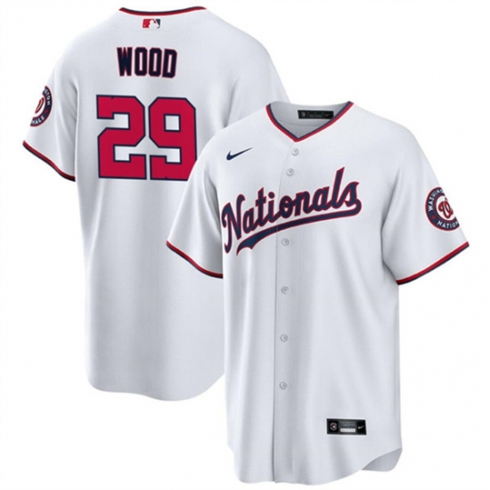 Men's Washington Nationals #29 James Wood White 2024 Home Limited Stitched Baseball Jersey - Ujersey