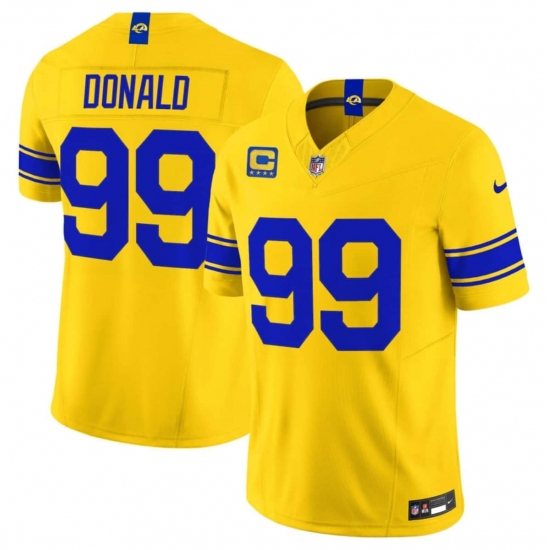 Men's Los Angeles Rams #99 Aaron Donald Yellow 2026 F.U.S.E. With 4- Star C Vapor Limited Football Stitched Jersey - Ujersey