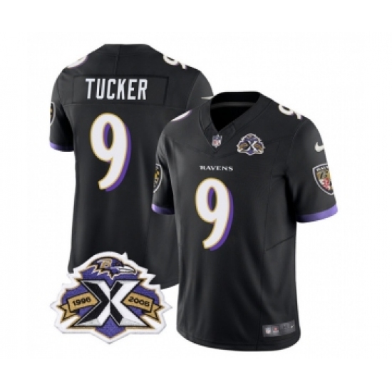 Men's Nike Baltimore Ravens #9 Justin Tucker Black 2023 F.U.S.E Throwback Vapor Limited Stitched Jersey - Ujersey