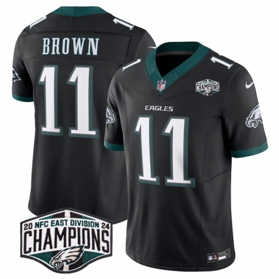 Men's Philadelphia Eagles #11 A.J. Brown Black 2024 New NFC East Champions F.U.S.E. Vapor Untouchable Limited Stitched Football Jersey - Ujersey