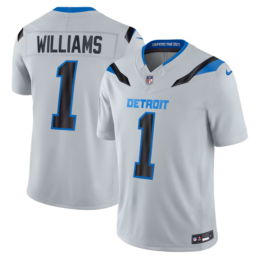 Men's Detroit Lions Jameson Williams Nike Silver 2026 Rivalries Collection Stitched Limited Jersey - U-jersey
