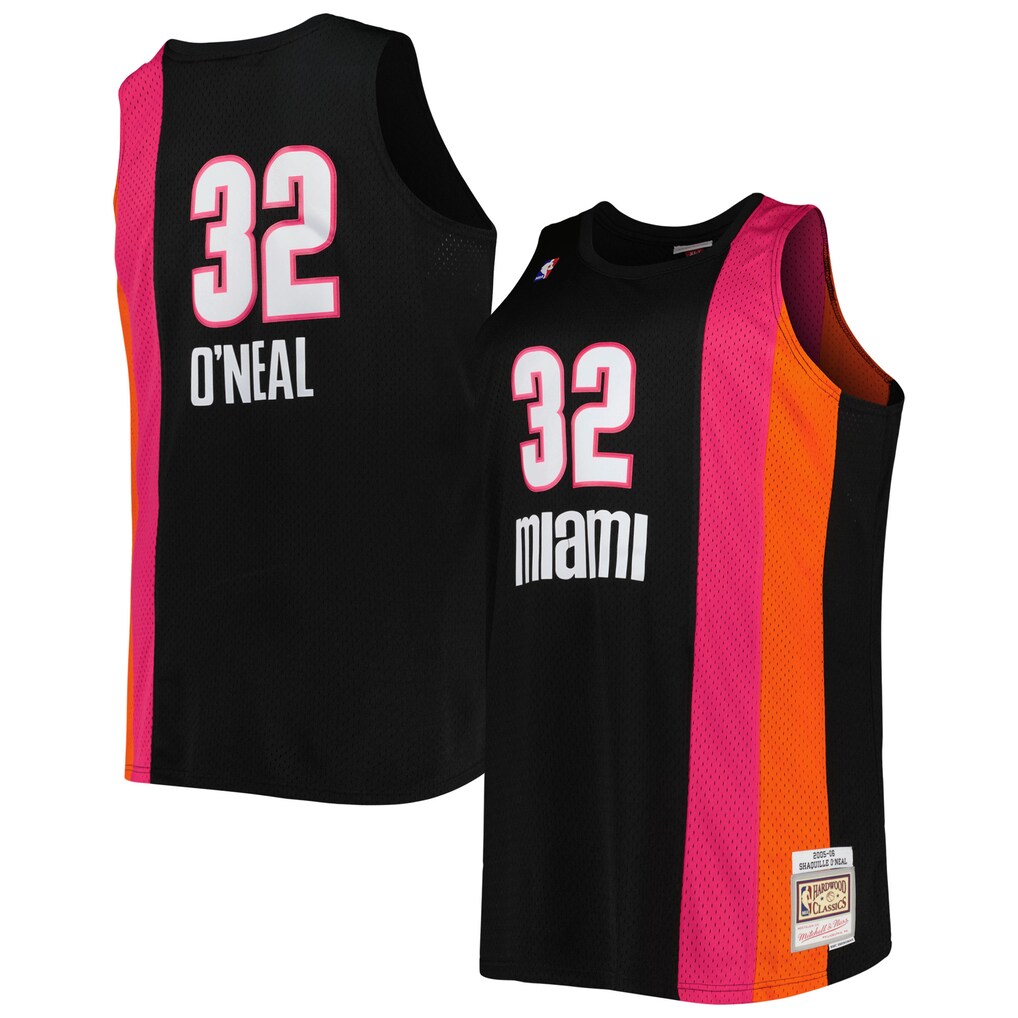 Men's Miami Heat Shaquille O'Neal Mitchell & Ness Black Big & Tall Hardwood Classics 2005/06 Swingman Jersey - Ujersey Shop