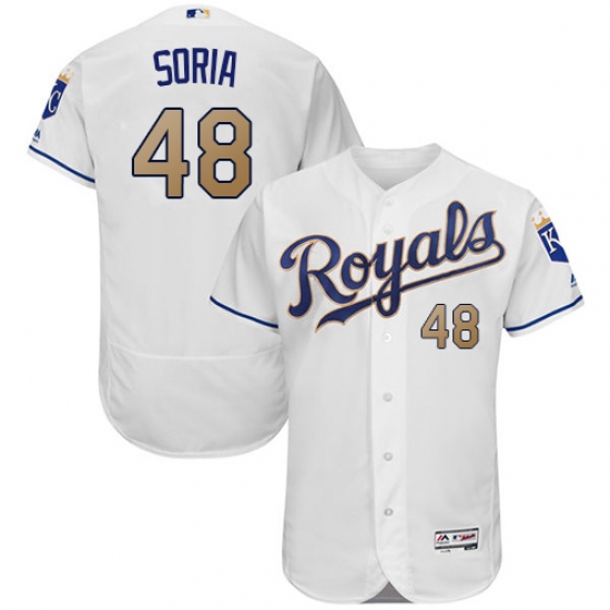 Men's Majestic Kansas City Royals #48 Joakim Soria White Home Flex Base Authentic MLB Jersey - Ujersey