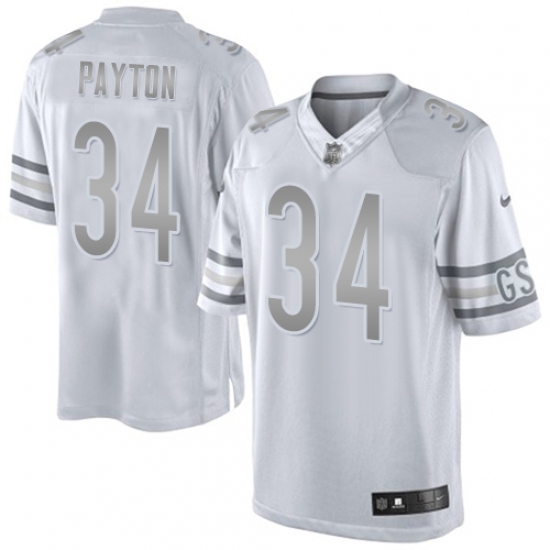 Men's Nike Chicago Bears #34 Walter Payton Limited White Platinum NFL Jersey - Ujersey