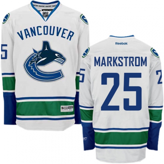 Men's Reebok Vancouver Canucks #25 Jacob Markstrom Authentic White Away NHL Jersey - Ujersey