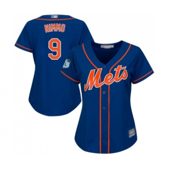 Women's New York Mets #9 Brandon Nimmo Authentic Royal Blue Alternate Home Cool Base Baseball Jersey - Ujersey