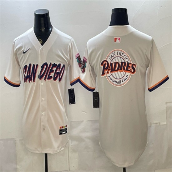 Men's San Diego Padres Team Big Logo Cream 2026 City Connect Stadium Stitched Baseball Jersey - Ujersey