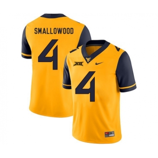 West Virginia Mountaineers 4 Wendell Smallwood Gold College Football Jersey - Ujersey