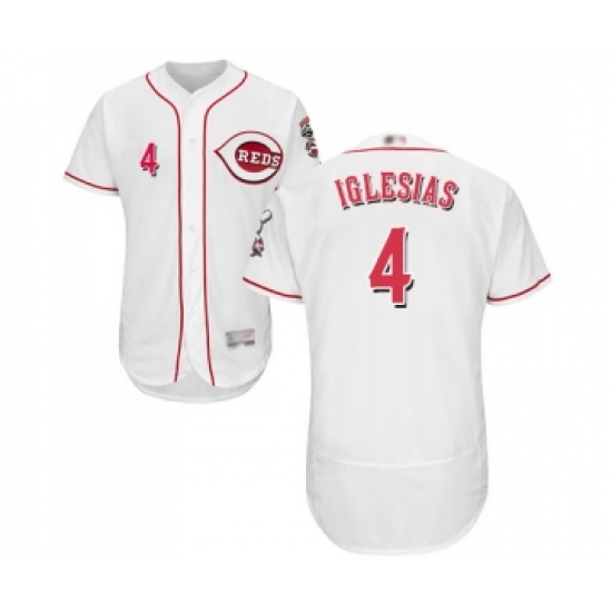 Men's Cincinnati Reds #4 Jose Iglesias White Home Flex Base Authentic Collection Baseball Jersey - Ujersey