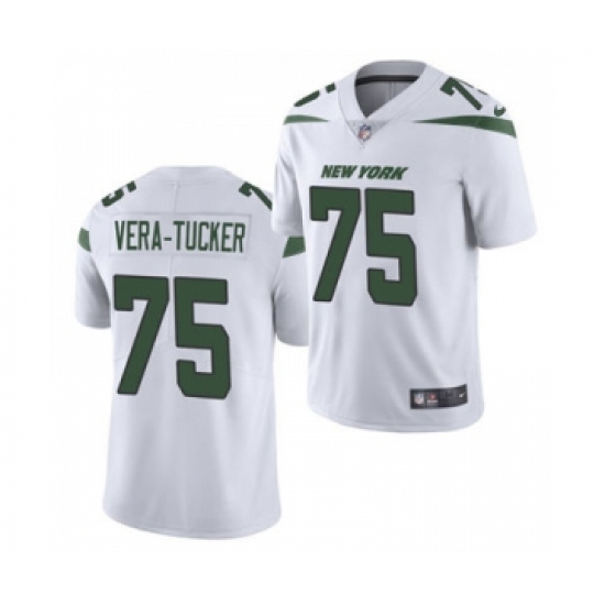 Men's New York Jets #75 Alijah Vera-Tucker 2021 Football Draft White Vapor Untouchable Limited Jersey - Ujersey