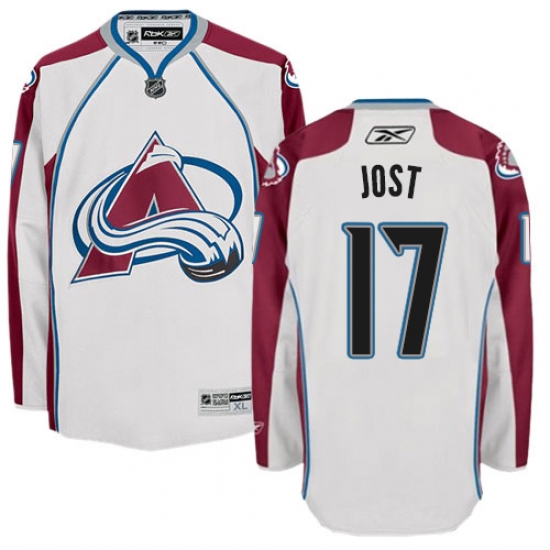 Women's Reebok Colorado Avalanche #17 Tyson Jost Authentic White Away NHL Jersey - Ujersey